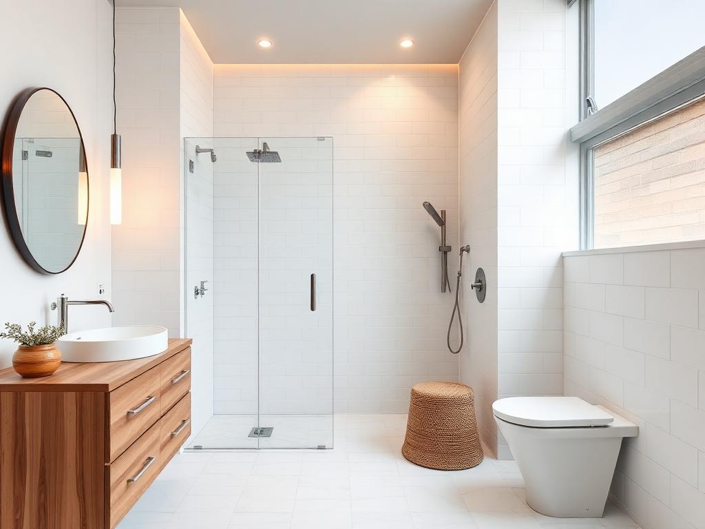 Moderne badkamer met inloopdouche en vrijstaand bad gerenoveerd door KEI Bouw
