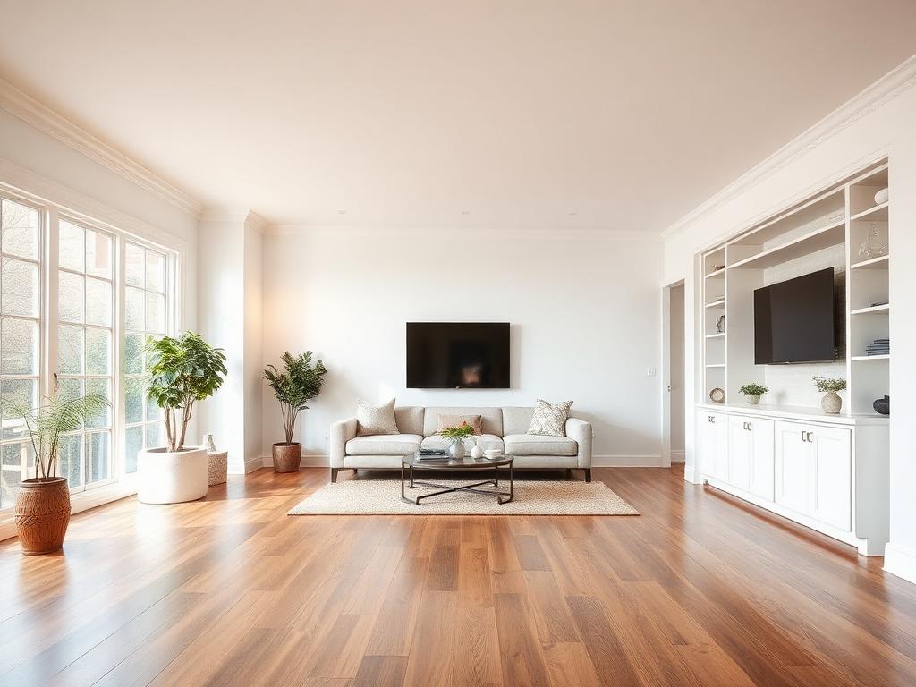 Woonkamer renovatie met nieuwe vloer en afwerking door KEI Bouw